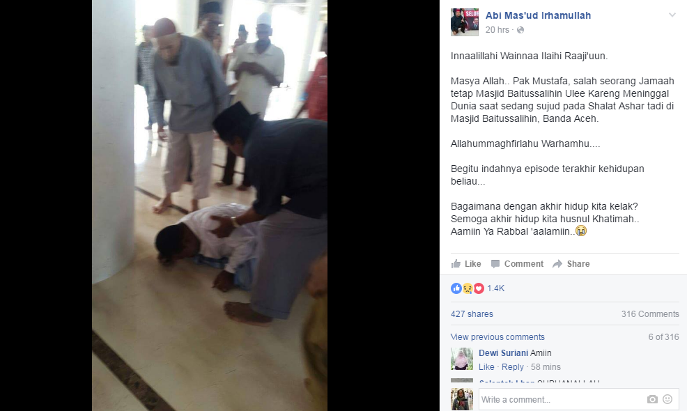 Subhanallah, Pengayuh Becak Meninggal Dalam Keaadaan Sujud Saat Shalat Ashar